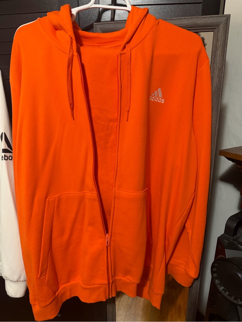 adidas Orange Full-Zip Lightweight Hoodie Jacket